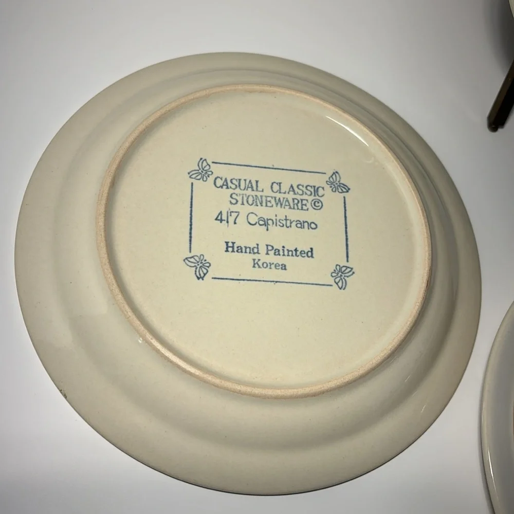 Dessert Lunch Plates Stoneware Casual Classic Daffodils Hand Painted Korea SO 4